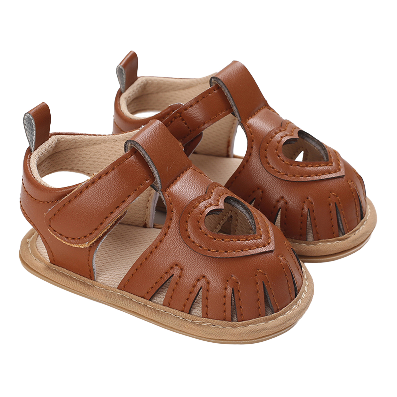 Toddler Baby Summer Sandals Solid Color Heart-shaped Cutout Soft Sole Girls Boy Beach Sandals 0-18Months: C / 0-6 Months