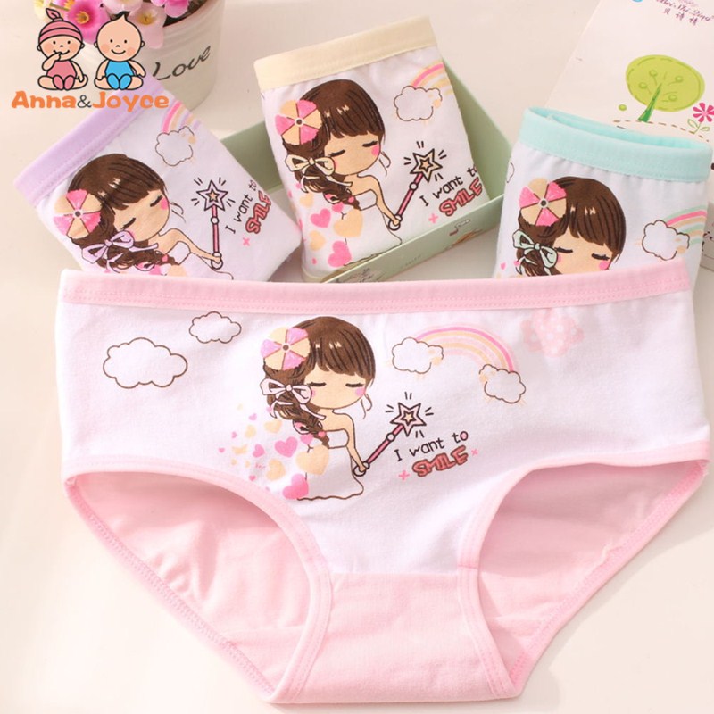 Slips en coton doux pour enfants, 4 pièces/lot, sous-vêtements de dessin animé pour bébés de 3 à 8 ans