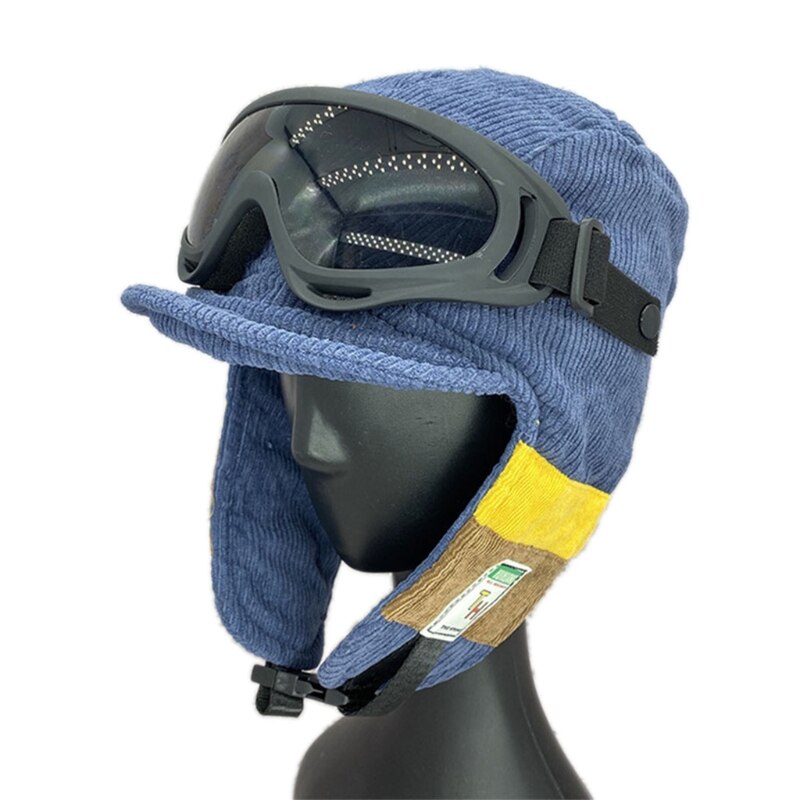 Gorro de aviador de invierno para niños, gafas de protección para las orejas, Color sólido