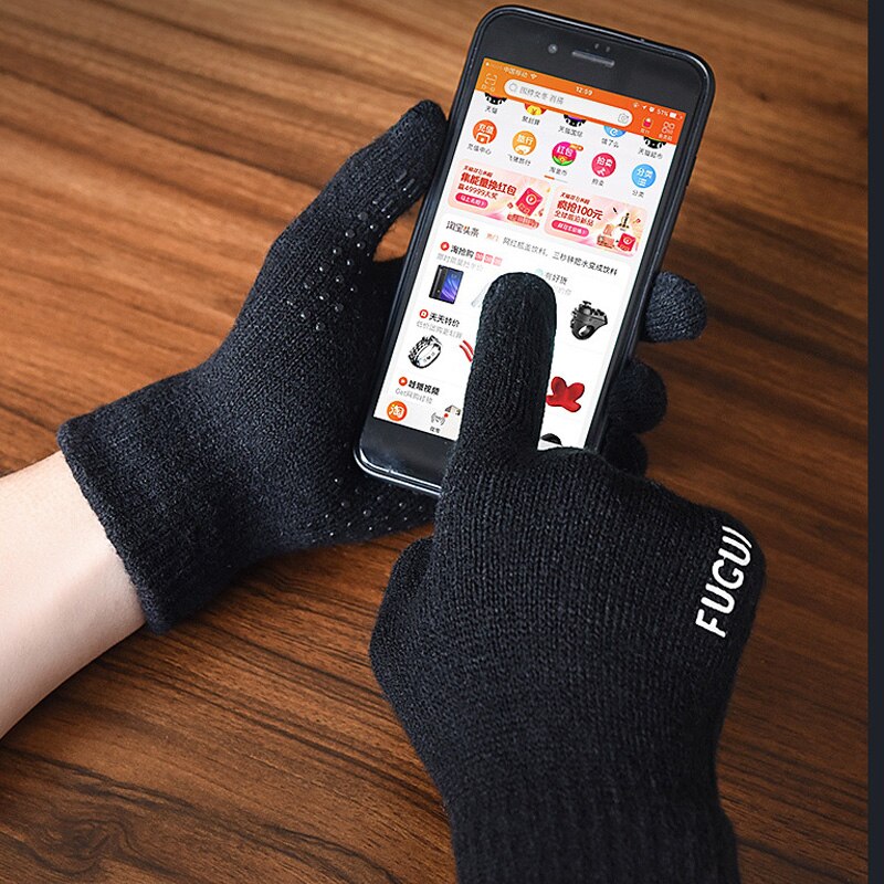 Vinter utomhus sport löparhandske varm pekskärm gym fitness full finger handskar för män kvinnor stickade magiska handskar