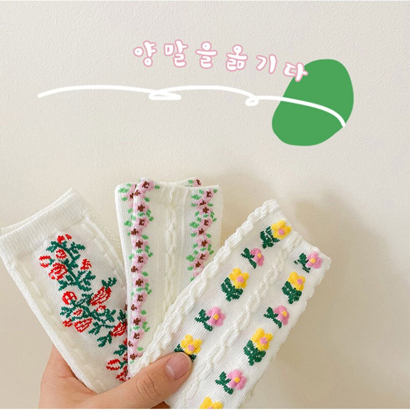 Lente Stijl 3 Pairs Sokken Set Voor Meisjes Bloem Zuiver Wit Kids Jurk Sokken Peuter Meisjes Ademend School sokken