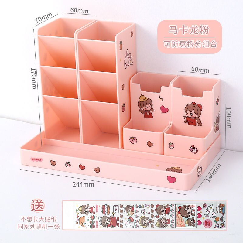Pen holder Desk Organizer pencil holder Organizers For Desktop Stand Pens Office Accessories school Stationery Storage holders: pink