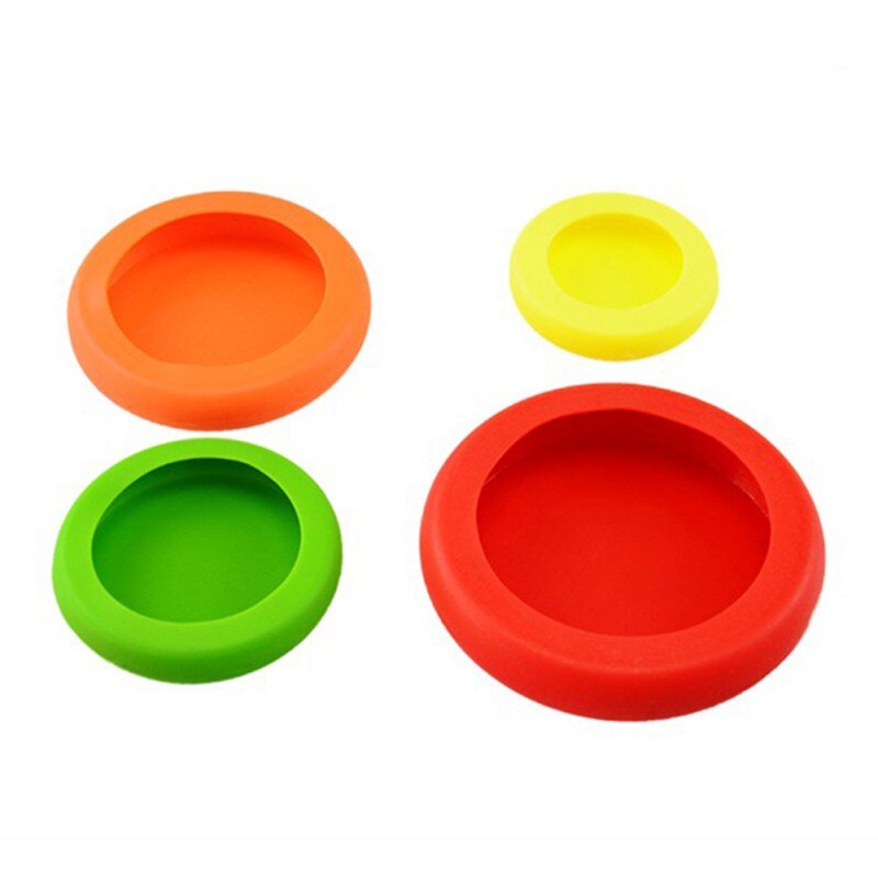 4 Uds tapas de silicona reutilizables protectores de alimentos tapas de contenedores de almacenamiento de vegetales de frutas cubierta de contenedores para tarros y latas: B