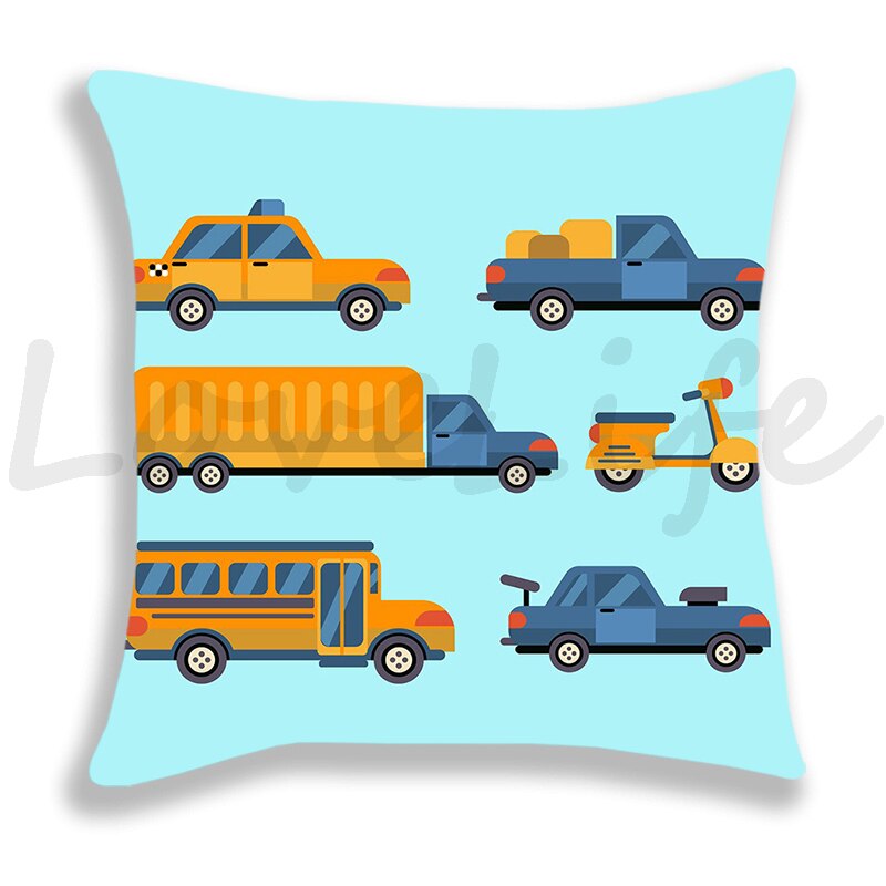 Brandweerwagen/Auto/Graafmachine/Ambulance Print Kussensloop Bank/Slaapkamer Kussenhoes 45*45Cm kussensloop Home Decor Kussensloop Jongens: 2