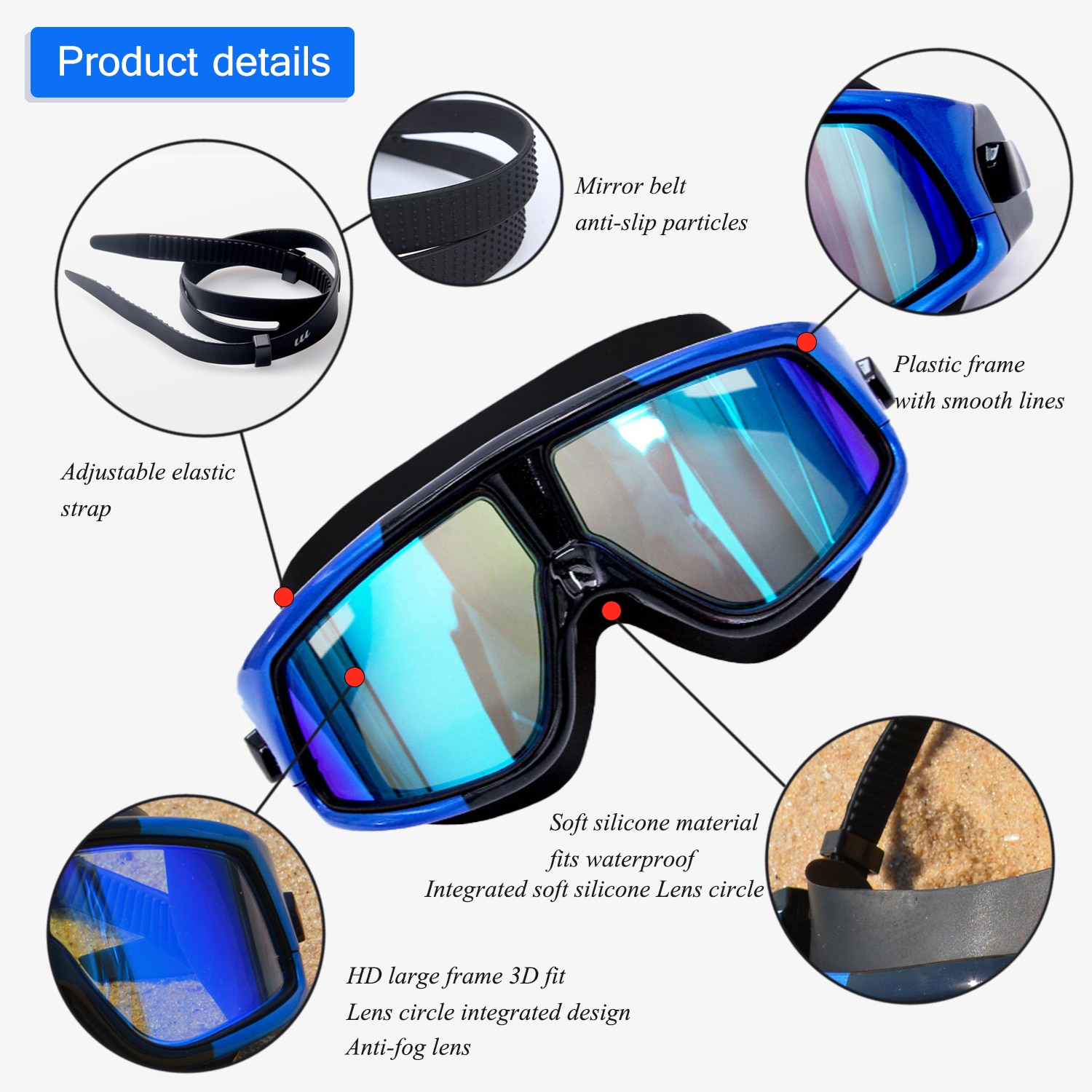 Swimming Glasses Myopia Goggles Waterproof Anti-fog Goggles with Diopters Sport Adjustable Reading for Women and Men Set Acetate