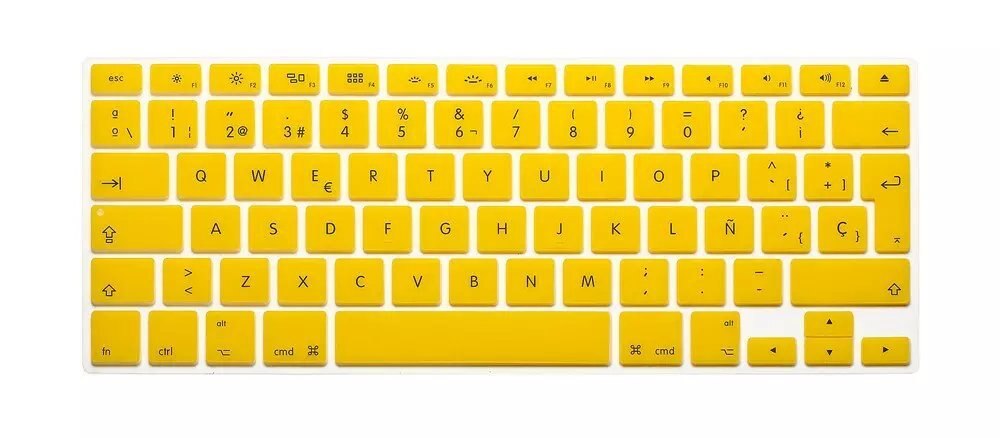Silikone spansk bogstav tastatur cover til macbook air pro retina 13 15 17 beskytter til mac book tastatur spansk spanien eu: Gul