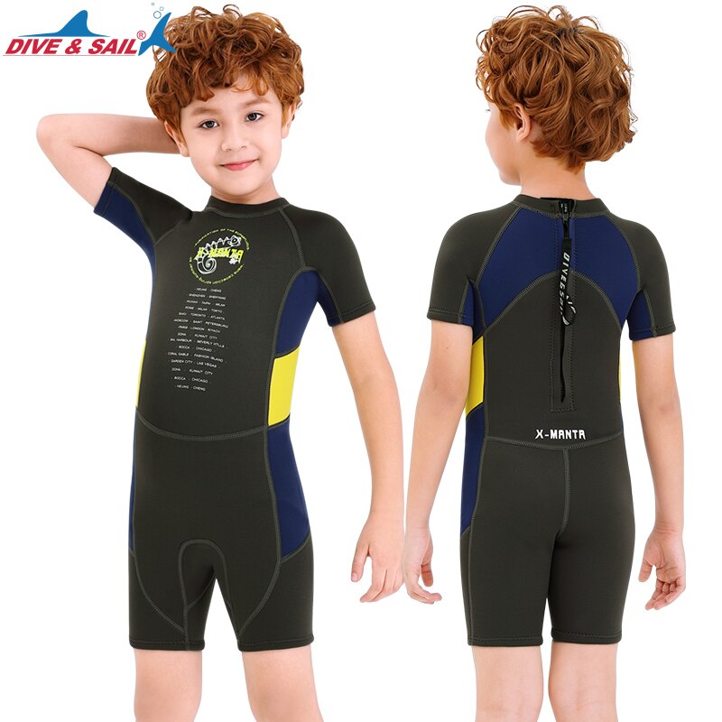 Dive sail Brand 1pc Neoprene Suit 2.5mm Back Zip Keep Warm for Swim Surf Dive Scuba Dive Snorkeling Boys Girls Kids Wetsuit: M150601K-C / L