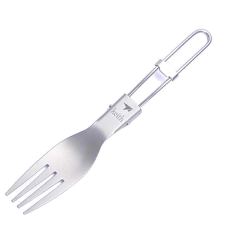 Keith Outdoor Titanium Vouwen Lepel Spork Mes Vork Vouwen Handvat Set Camping Bestek Puinhoop Kit Keuken Servies Draagbare: Ti5303