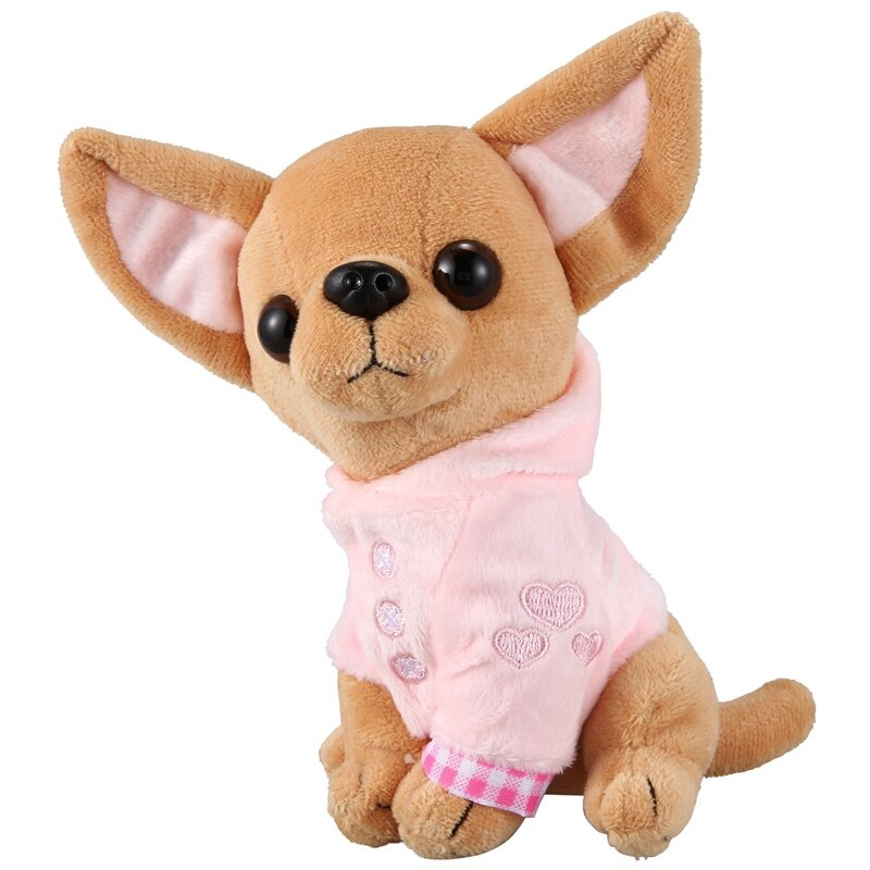 1 pièces 17Cm Chihuahua chiot enfants jouet Kawaii Simulation Animal poupée d'anniversaire pour les filles enfants mignon en peluche chien en peluche: Pink