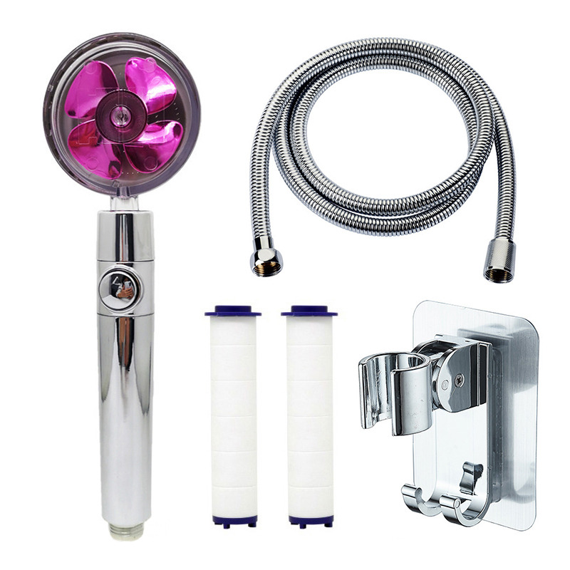 High Pressure Shower Head 360 Rotated Handheld Showerhead with Turbocharged Bathroom Pressurized Massage Rainfall Shower Head: Purple Set