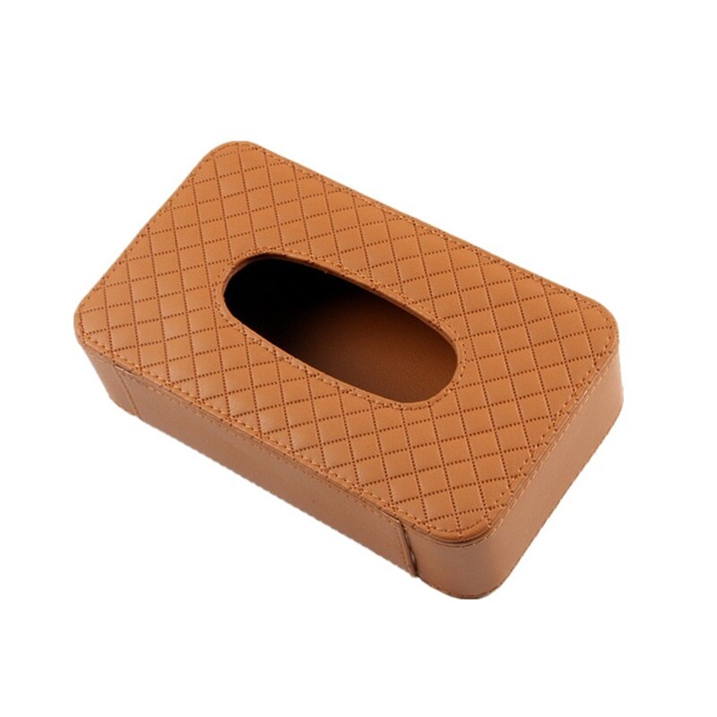 Draagbare lederen rechthoekige tissue hoes box houder doos