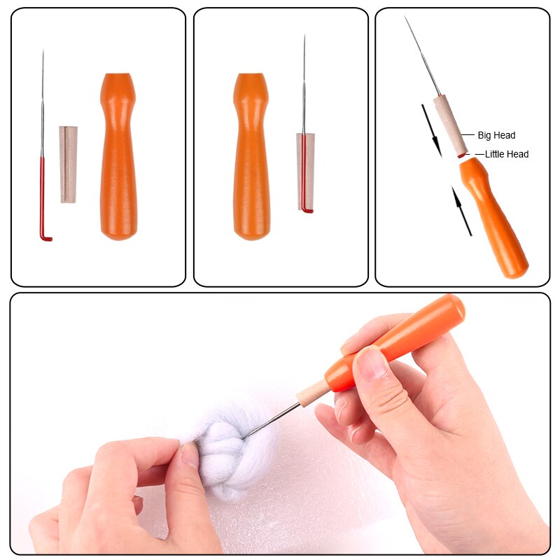 MIUSIE 95 Uds aguja fieltro Kit tela Kit para manualidades lana de hilo de mecha de hilado de coser molde costura Accesorios