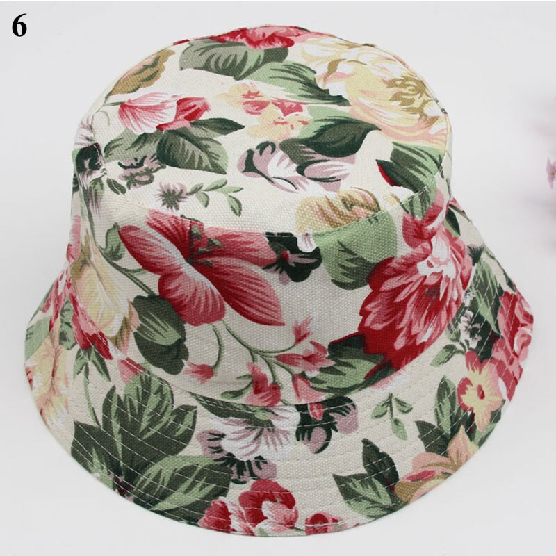 Sun Hat Beach Sunscreen Bucket Cap Unisex Flowers Pattern Bucket Hat Fisherman Hat Travel Beach Round Hats Sunshade Casual Caps: 6