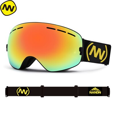 Nandn skibriller snowboard dobbelt lag  uv400 anti-dug store skimaske briller skiløb: Sort ramme-guld