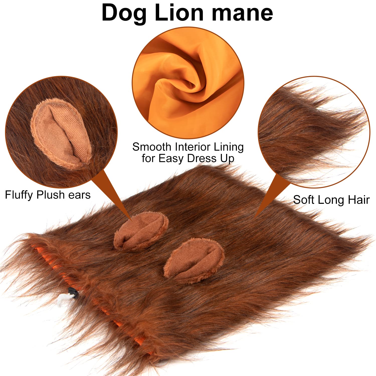 Løvemanke hundekostyme løveparykk halloween-kostyme med ører og hale egnet for mellomstore til store hunder halsomkrets opptil  to 80