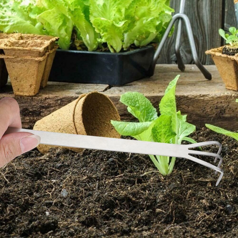 Bonsai plante rustfrit stål rod rive fast jord hjem 2 in 1 mix-funktion haveredskaber blomst holdbar praktisk pincet