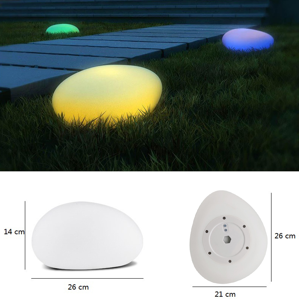 Solar Garden Lights, Glow Cobble Stone Shape Outdoor Solar Light Waterproof Color Changing Landscape Lights with Remote, 1 PCS: 1pcs 26X21X14 cm