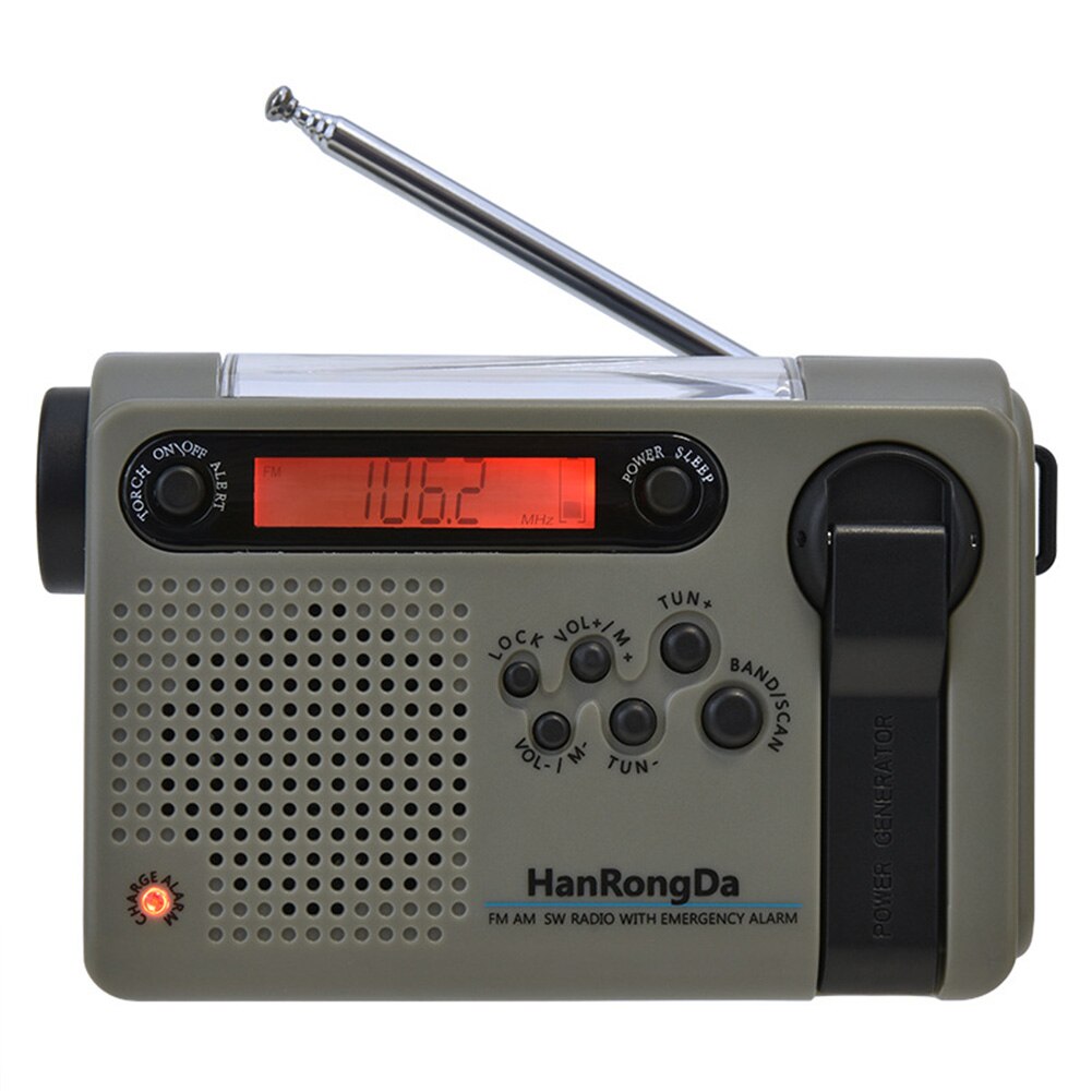 HRD900 Multifunctional Full Band Solar Powered AM/FM/SW Weather Radio Emergency LED Flashlight Lamp Power Bank: 1