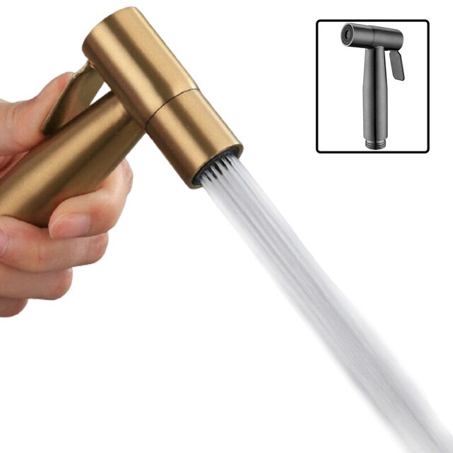 Handheld Draagbare Douche Bidet Wc Jet Spray Moslim Zuiverende Shattaf Douche Badkamer Wc Bidet Douchekop Sproeier: Gold