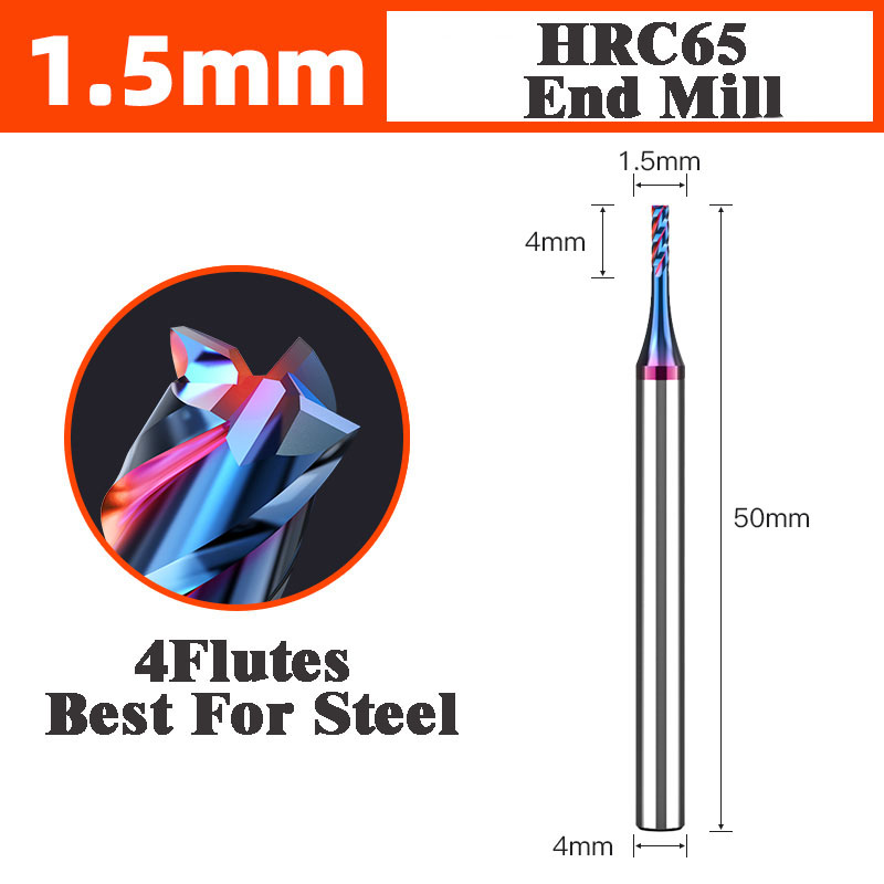 Fresa de extremo de carburo HRC65 de 4 flautas, herramientas de corte CNC, fresas de fresado de carburo de aleación, fresa de acero de tungsteno, broca enrutadora cuadrada: 34mm