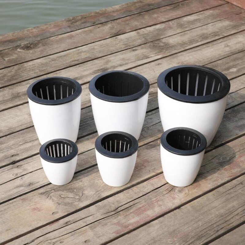 Preguiçoso vaso de flores pote automático imitação porcelana série plástico auto rega pote mesa escritório em casa decoração do jardim