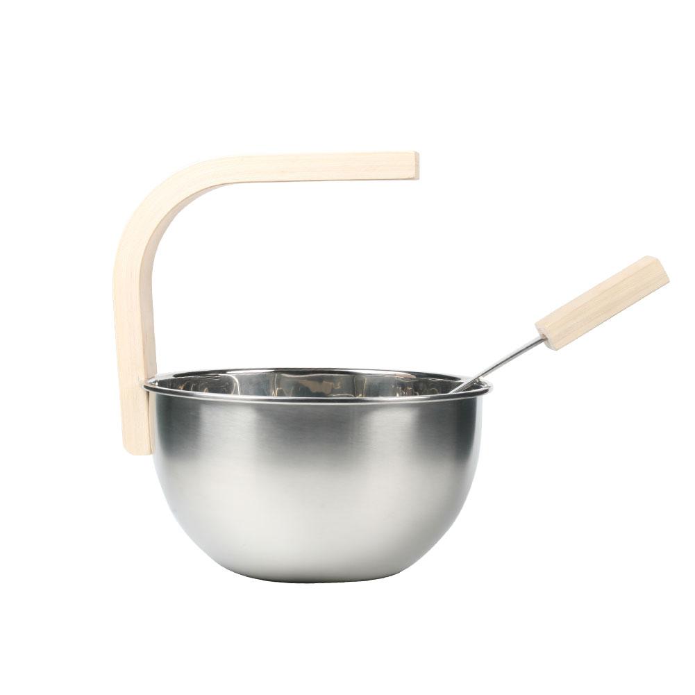 Stainless Steel Sauna Bucket Durable Ladle Premium 4L Finnish Sauna Bucket With Wooden Handle Spa Accessory