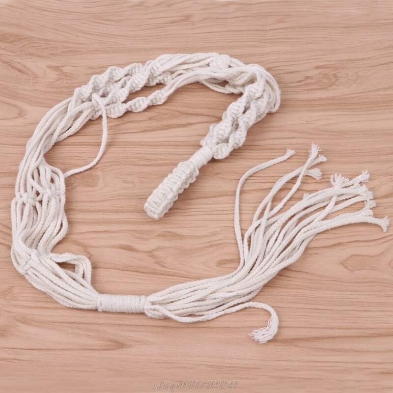 Macrame Plant Hangers Indoor Outdoor Flower Hanging Basket Hemp Rope 4 Legs J29 21
