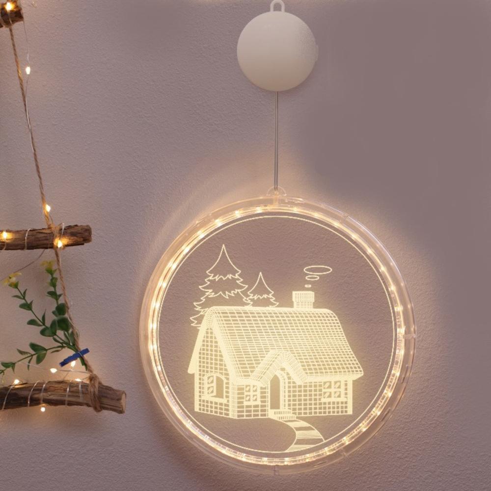 Led string lampa singel 3d hängande lampa heminredning modellering layout fönster julljus för vardagsrum inomhusbelysning: A9