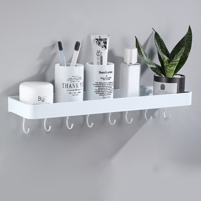 Witte Ruimte Aluminium Badkamer Planken Enkele Tier Rack Shampoo Plank Keuken Plank Badkamer Rack