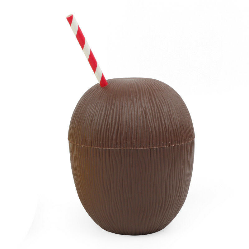 Vasos de plástico reutilizables para bebida, vasos de piña y coco para Tropical hawaiana, decoraciones de cumpleaños y boda, 1 ud.: Coconut