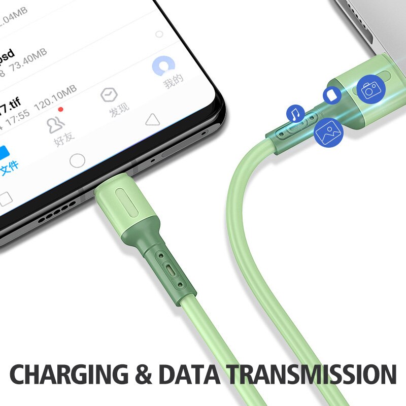 Felsen 3 in 1 Flüssigkeit Weiche Silikon USB Kabel Schnelle Ladung Für iPhone Huawei Samsung Xiaomi Mikro USB Typ C kabel Daten Ladung