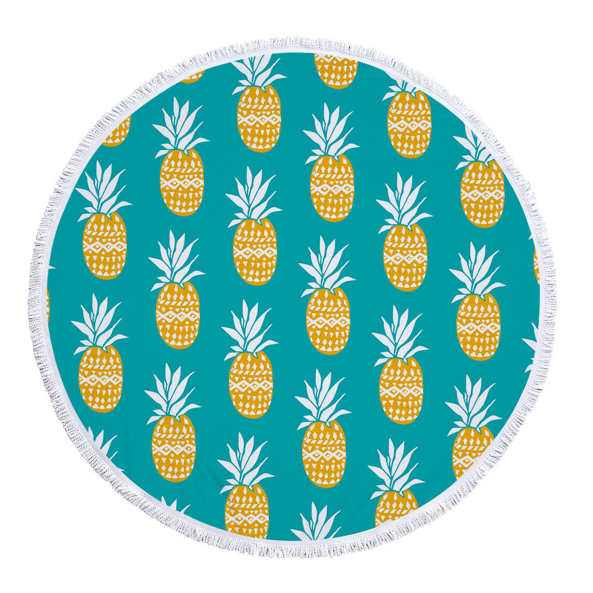 Serviette De Plage ronde en microfibre | Feuilles d'ananas, Selva chiffon éponge imprimé, avec pompon, tapis De Yoga