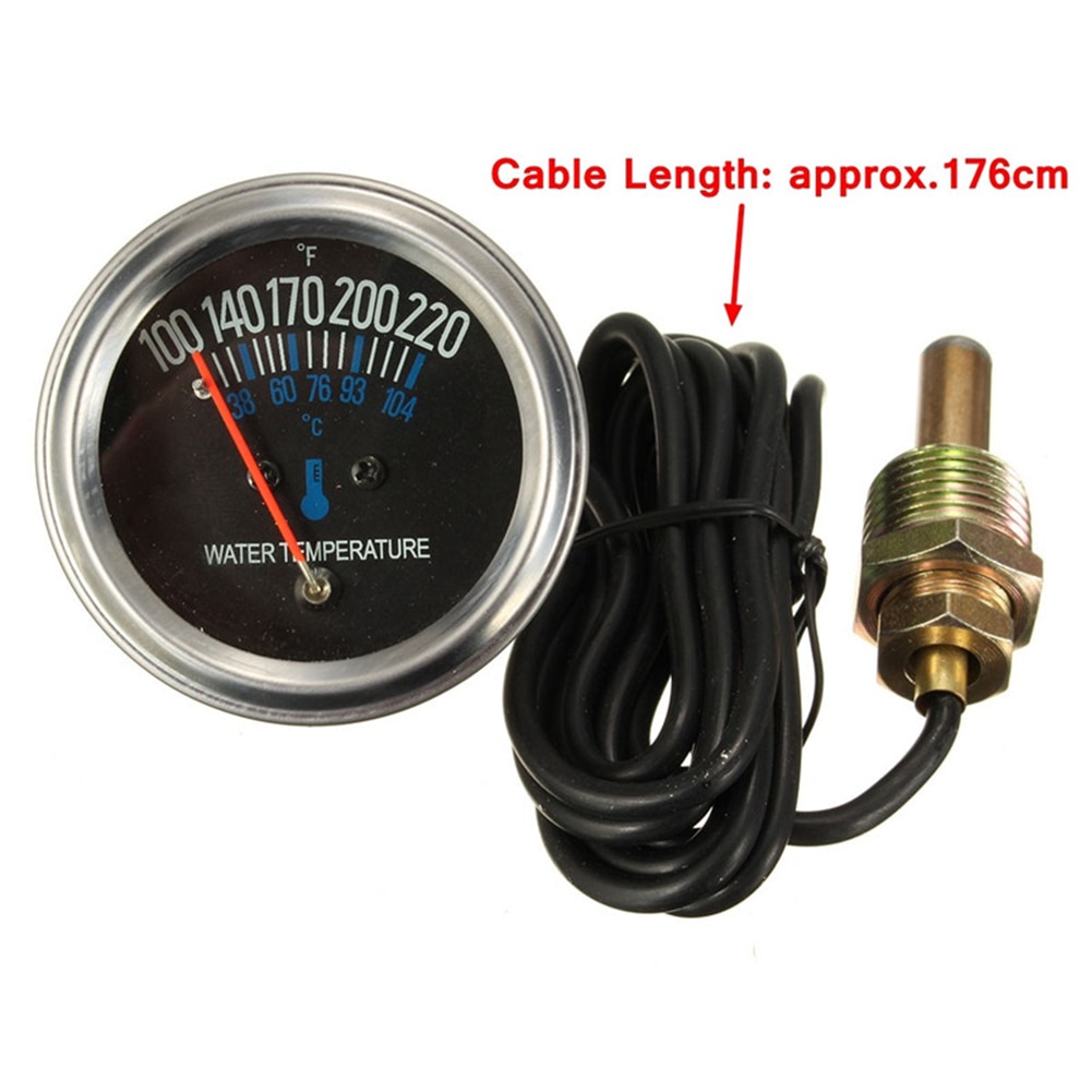 12V 52mm Car Mechanical Water Temperature Meter Gauge Car Industrial Water Temperature Thermomete With Joint Pipe Sensor