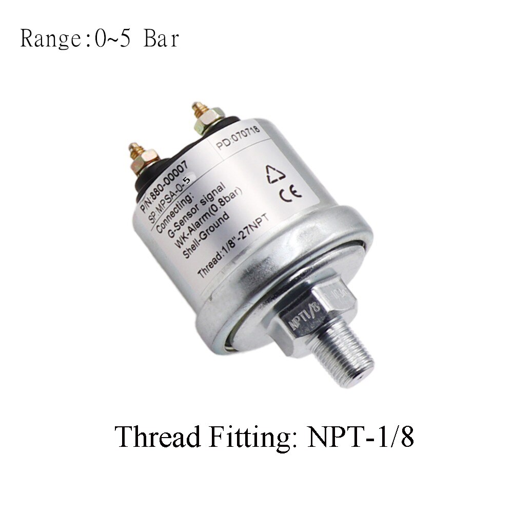 Engine Oil Pressure Sensor with Measuring Range 0~5 Bar /0~10 Bar fit for Car Boat Oil Pressure Gauge Sender M10 &amp; NPT-1/8: 5 Bar NPT1-8
