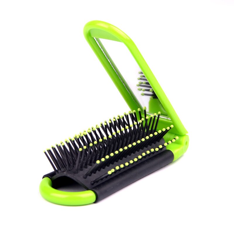 11*4.2cm pettine da viaggio per borsa tascabile pettini da viaggio professionali spazzola per capelli pieghevole portatile con specchio compatto: verde