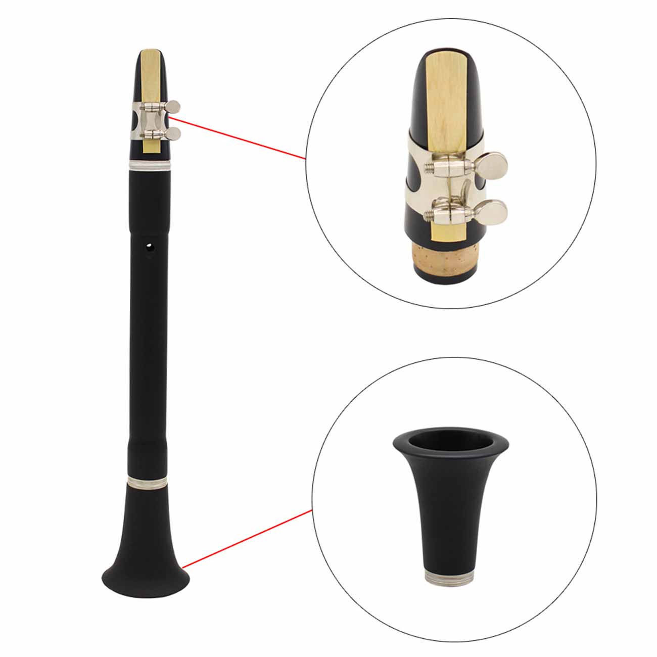 Du80 Keyless Clarinet B Flat Performance Woodwind Musical Instrument for Beginner Clarinet