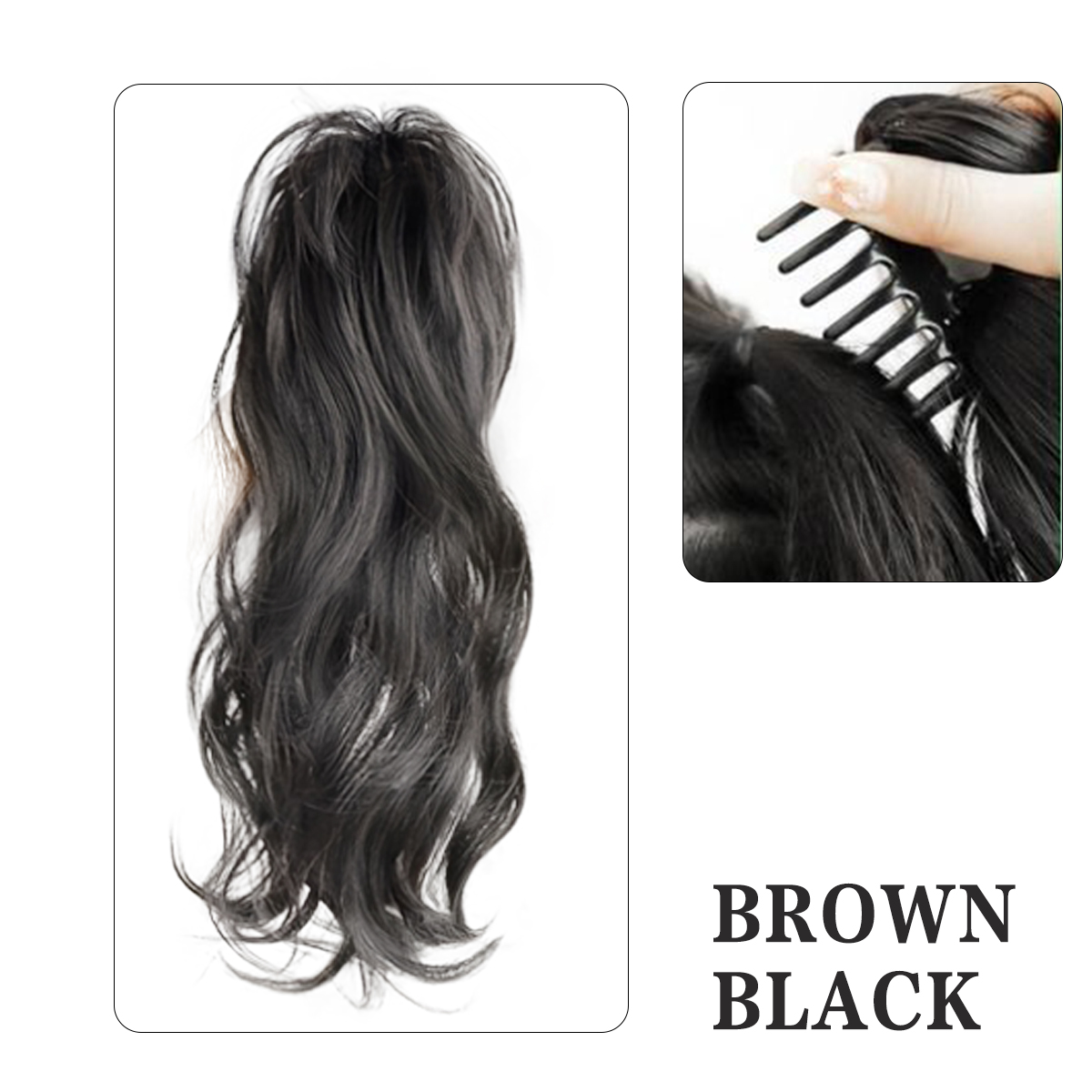 14-Inch Curly Wavy Synthetic Ponytail Effortlessly Chic Hairpiece with Easy Claw Attachment Style for Women: 1B/30HL