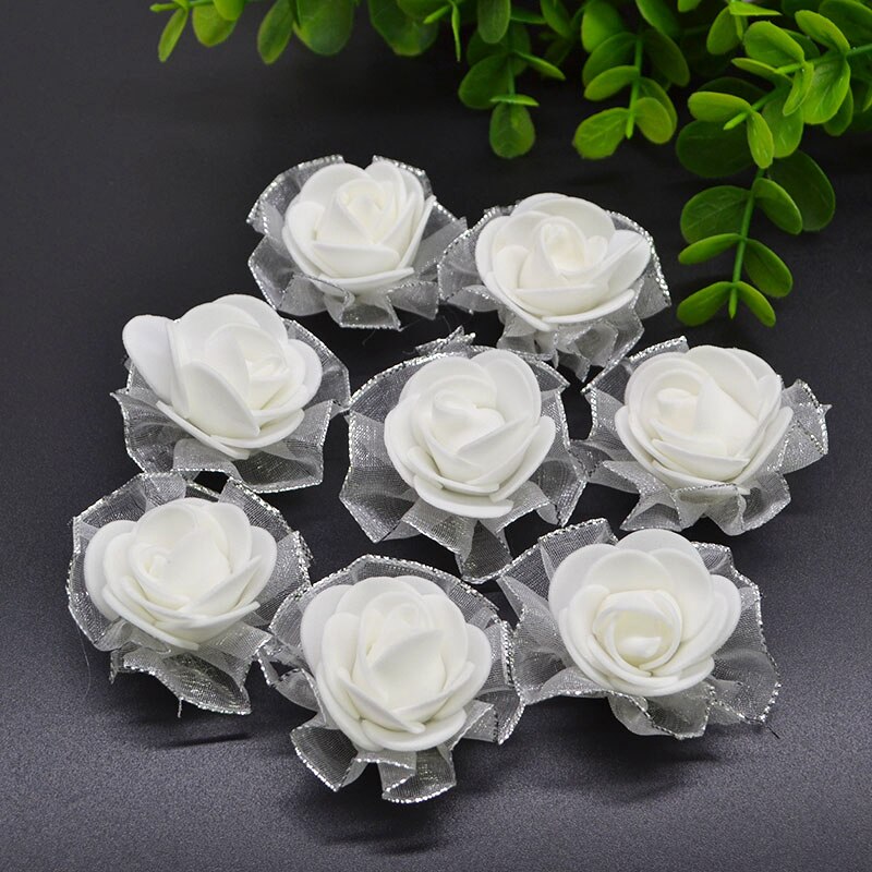 20 stk 3.5cm pe skum rose blomsterhoved kunstige rosenblomster håndlavet diy bryllup boligindretning festlige & festforsyninger: Hvid
