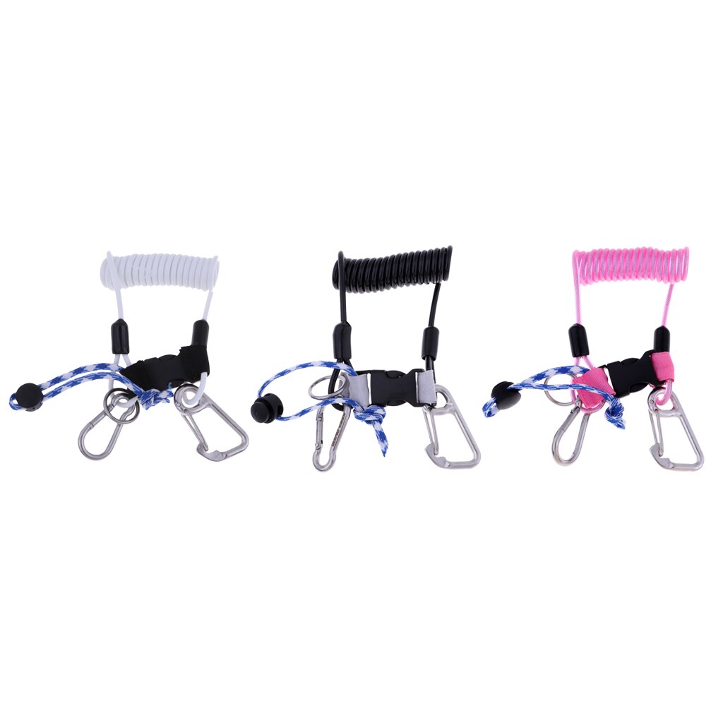 Rustfritt stål dykking fjær spolen snor med bolt snapp hurtigutløser spenne til kameraer og dykkelys