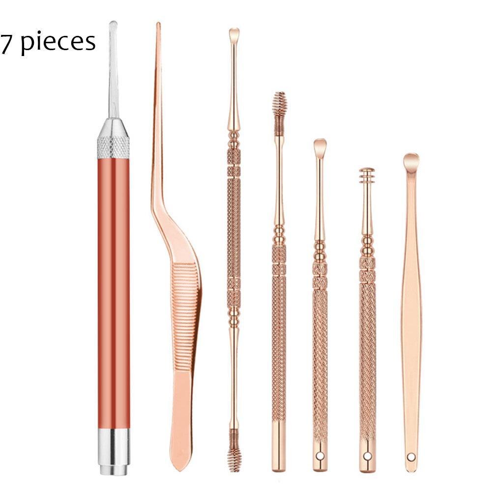 Led Licht Oor Wax Verwijderen Remover Kit Schoonmaken Tool Earpick Cleaner Curette Lichtgevende Oor Pick Stalen Lepel Zorg Oor: Default Title