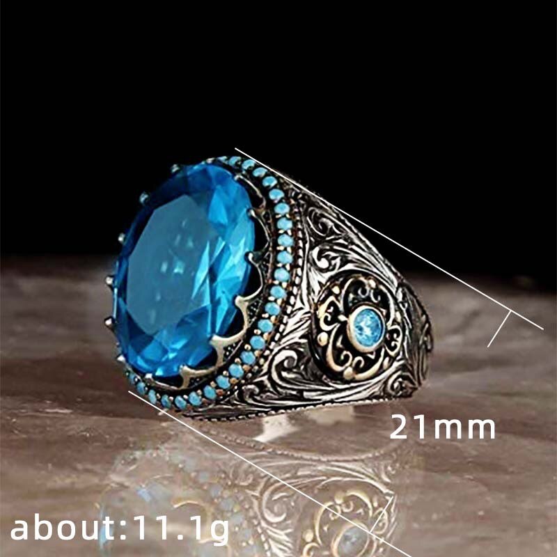 Blau Kristall Big Ringe für Frauen Vintage Einfache Hochzeit Ring Damen Hand Schmuck Ringe Femme Engagement Ring Weiblichen