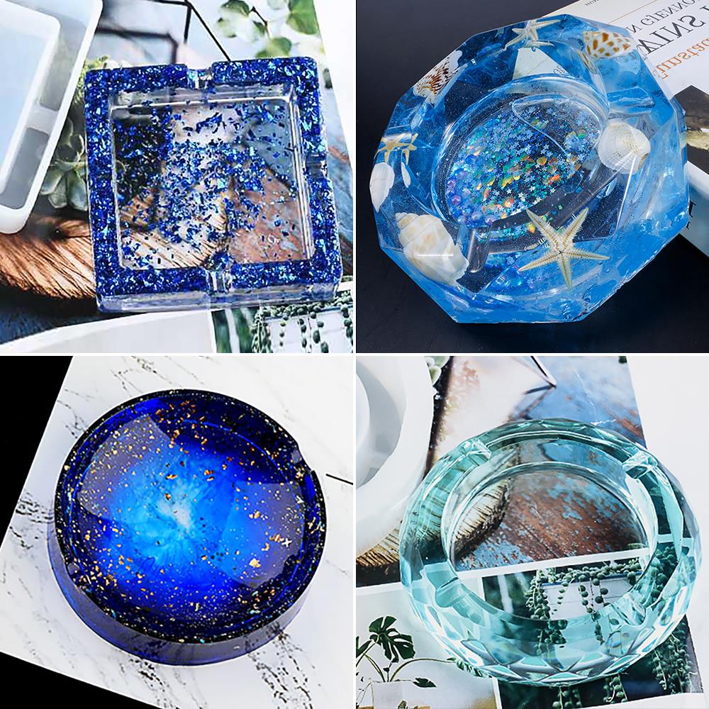 Cenicero transparente de resina UV para manualidades, 1 unidad, resina epoxi de silicona, combinación de moldes para DIY, accesorios de joyería