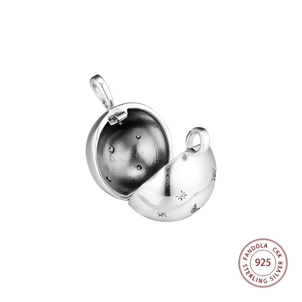 Moon and Stars Ball Pendant Necklace 925 Sterling Silver Necklaces for Women Jewelry collier femme