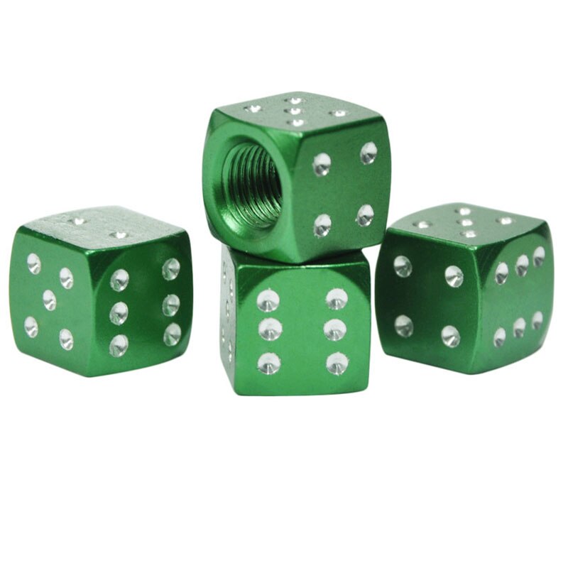 4pc 8pc Dice Valve Caps MTB Bike Tire Schrader Valve Stem Caps Car Trunk Mountain Road Bike Wheel Rims Bicycle Accessories: 4pc green