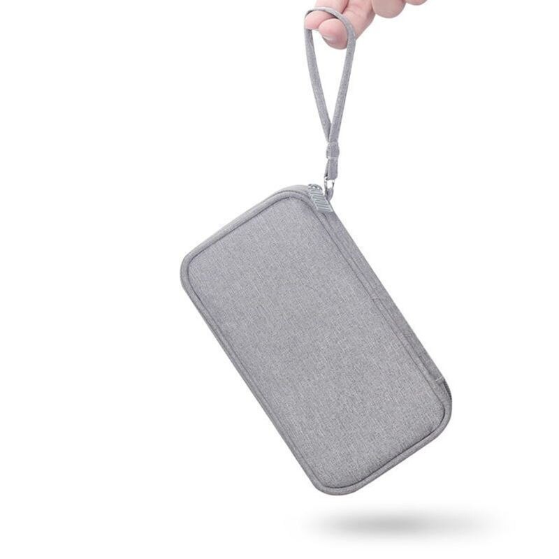 Durable Polyester Power Bank Pouch Storage Bag Mini Protable Travel Protective Carrying Case Pack for Earphone Cellphones Data: gray