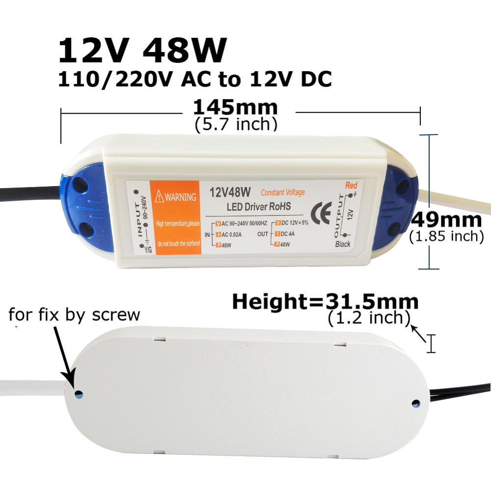 12 volt voeding 12v led driver 18w 28w 48w 72w 100w ac 110v 220v to 12v dc verlichtingstransformator adapter voor ledstrip cctv