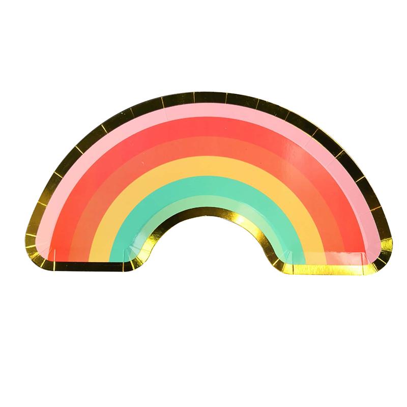 16pcs Birthday Party Supplies Rainbow Paper Plates Disposable Wedding Food Plates for Dessert Appetizer Fruit Salad