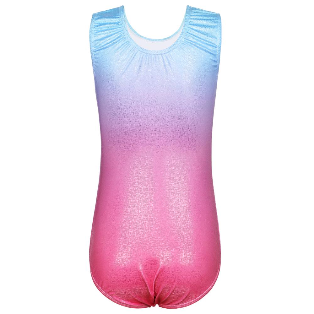 BAOHULU Shiny Sleeveless Gymnastics Leotard Girls Cartoon Cat Pattern Ballet Leotard Children Training Bodysuits Dance Jumpsuits