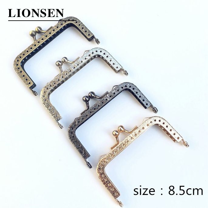 LIONSEN 8.5 centimetri piazza del Metallo Maniglia Della Borsa di cornice per il Sacchetto di Frizione Della Borsa di Accessori Che Fanno Bacio Catenaccio di Blocco Bronzo Antico pistola balck