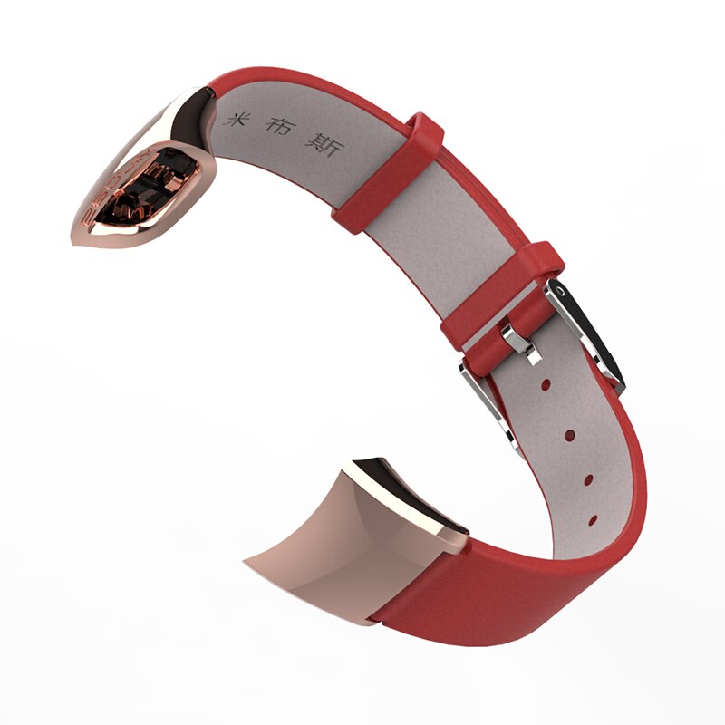 Mijobs Echtem Leder Strap für Huawei Honor Band 4 Armband armband Armband für Honor Band 5 Strap Armband Smart Zubehör: red and rosegold